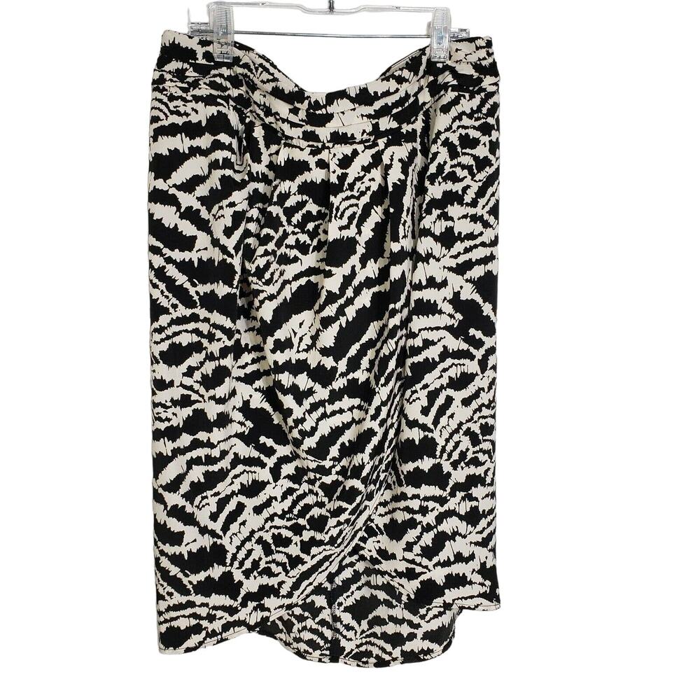 Forever 21 XXI Skirt Size Large Juniors Wrap Pleated Front Black Ivory Polyester